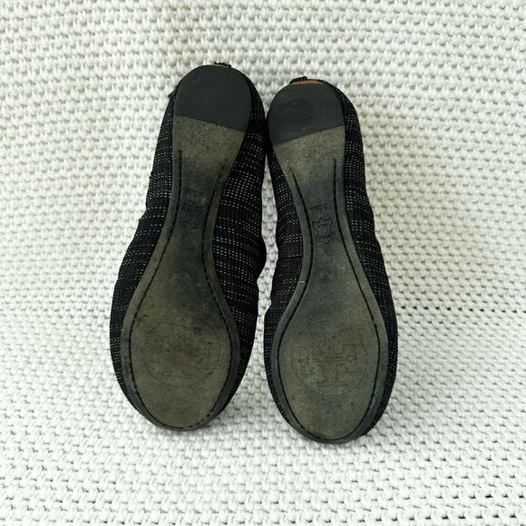 Tory Burch Black Gold Tweed Fabric Caroline Classic Reva Ballet Flats Shoes 6.5 - Picture 10 of 12